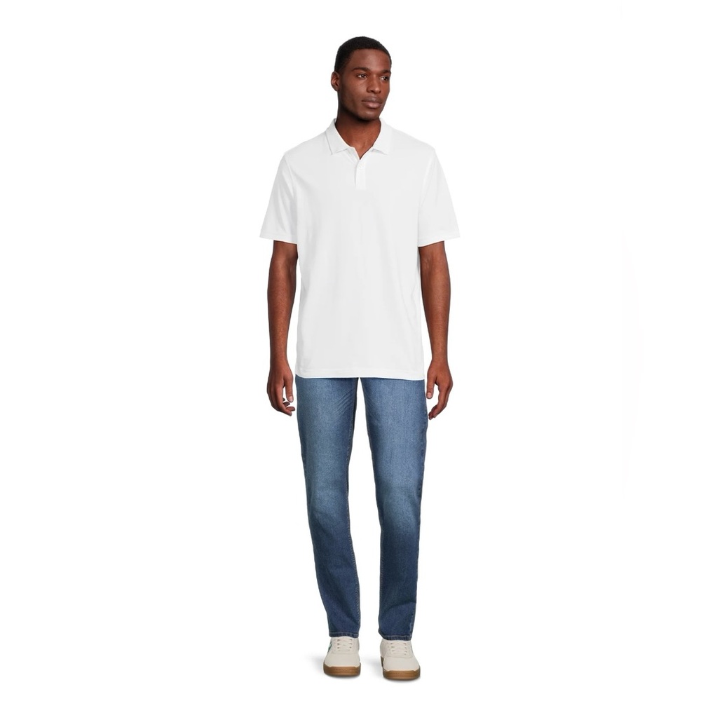 NWT George Men's Pique Polo Shirt with Short Sleeves, White 2XL Soft knit - Picture 4 of 5